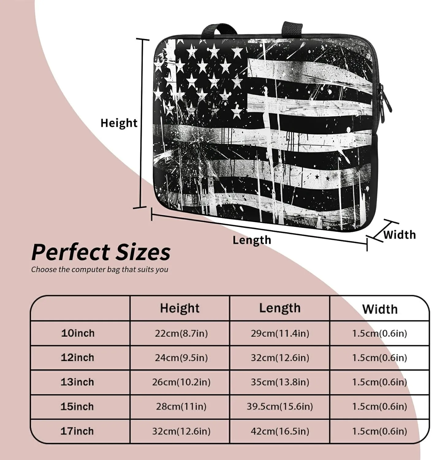 Laptop Sleeve Case Bag 13 inch, Retro Dirty Flag Slim Carrying Case Durable Handbag Travel Laptop Bag for 13 inch MacBook Air M3/M2/Pro M2/ 13" iPad Pro/Air M4/M2 2024