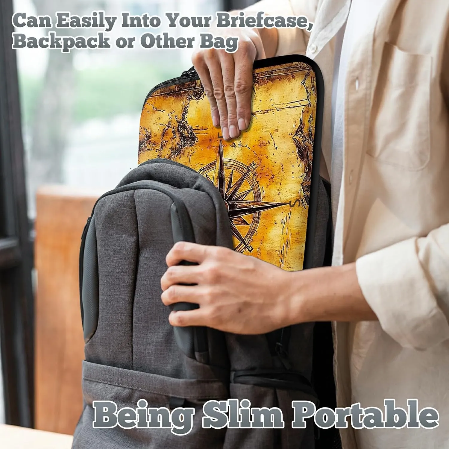 Laptop Sleeve Case Bag 13 inch, Vintage Compass Slim Carrying Case Durable Handbag Travel Laptop Bag for 13 inch MacBook Air M3/M2/Pro M2/ 13" iPad Pro/Air M4/M2 2024