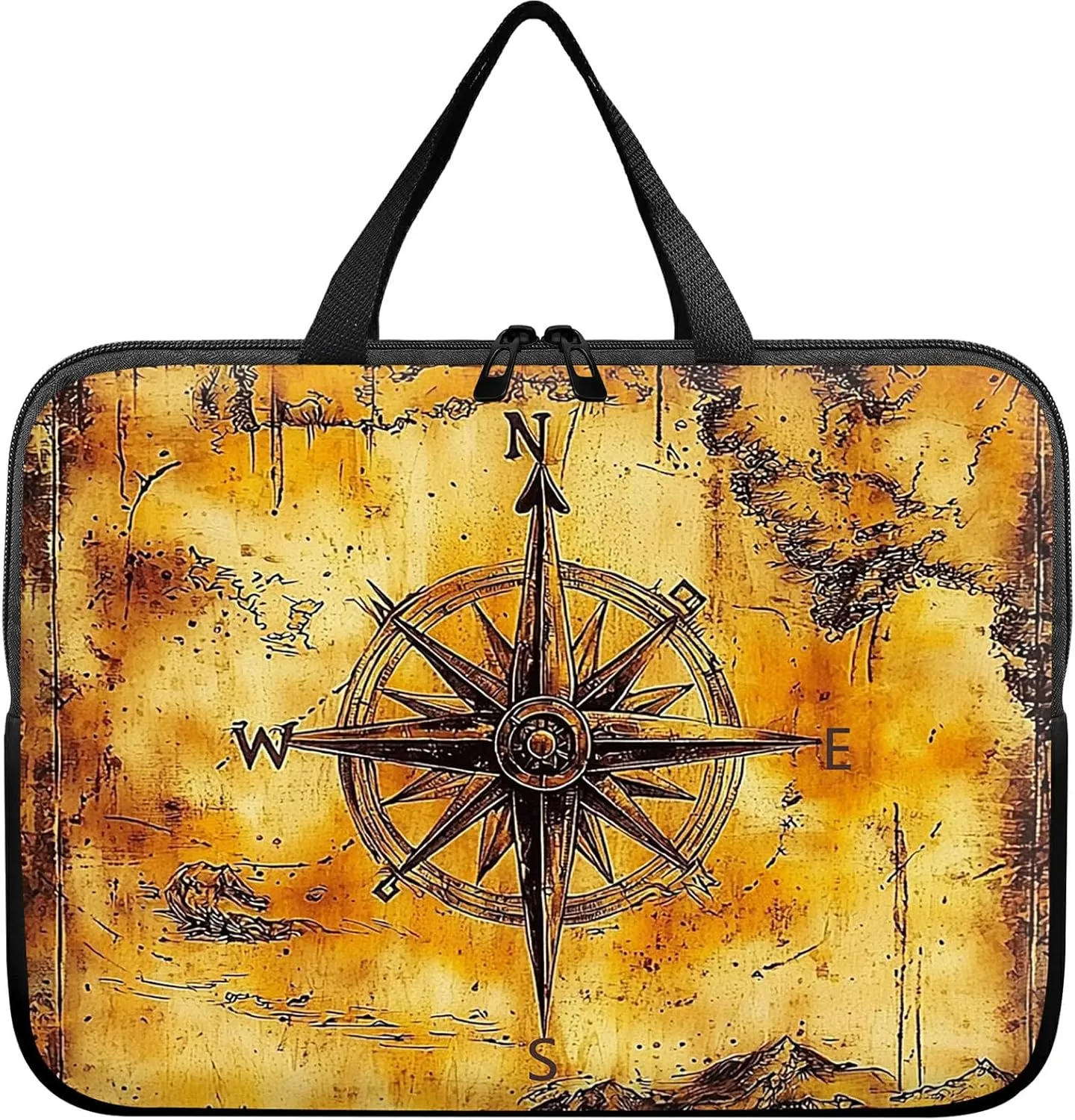 Laptop Sleeve Case Bag 13 inch, Vintage Compass Slim Carrying Case Durable Handbag Travel Laptop Bag for 13 inch MacBook Air M3/M2/Pro M2/ 13" iPad Pro/Air M4/M2 2024