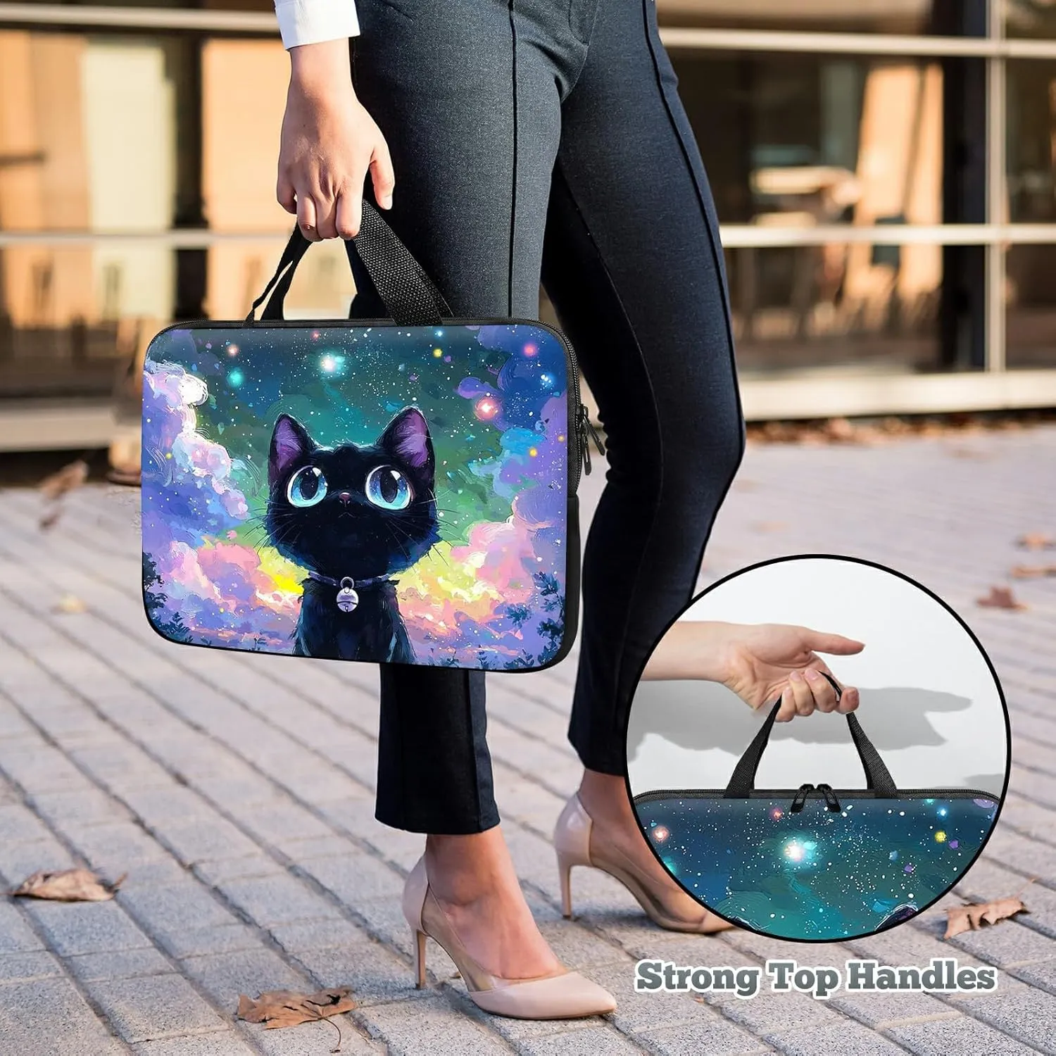 Laptop Sleeve Case Bag 15 inch, Nebula Cat Slim Carrying Case Durable Handbag Travel Laptop Bag for 15 inch MacBook Air M3/M2/15 Pro/Surface Laptop 7/6/5/4/3/ Dell XPS 15 Plus