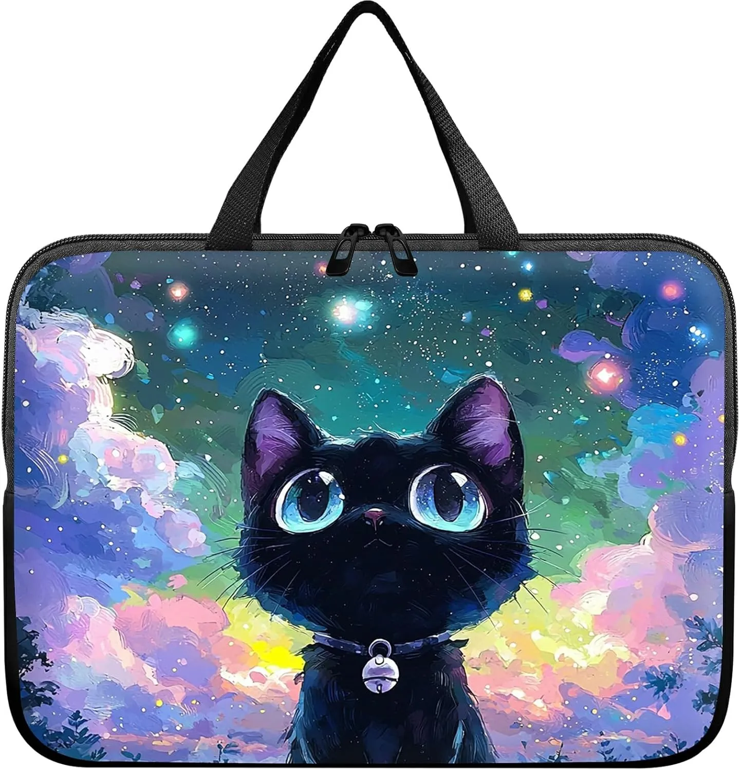 Laptop Sleeve Case Bag 15 inch, Nebula Cat Slim Carrying Case Durable Handbag Travel Laptop Bag for 15 inch MacBook Air M3/M2/15 Pro/Surface Laptop 7/6/5/4/3/ Dell XPS 15 Plus