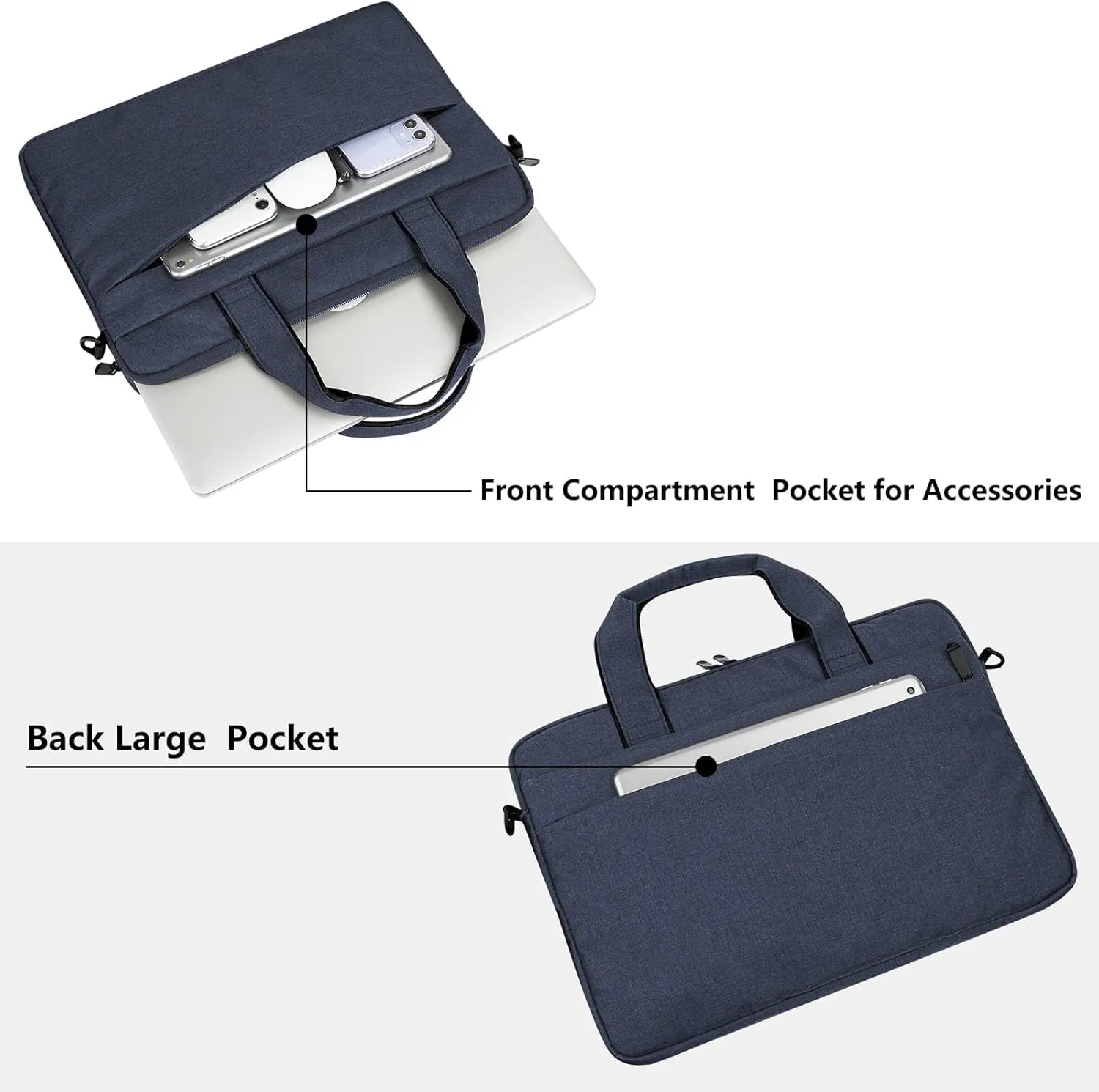 Laptop Sleeve Shoulder Bag 13-14 Inch PC Portable Handbag Carrying Case Compatible with 14 inch VivoBook/ZenBook/ThinkPad Acer ASUS Dell HP Chromebook Samsung Notebook Surface, Navy Blue
