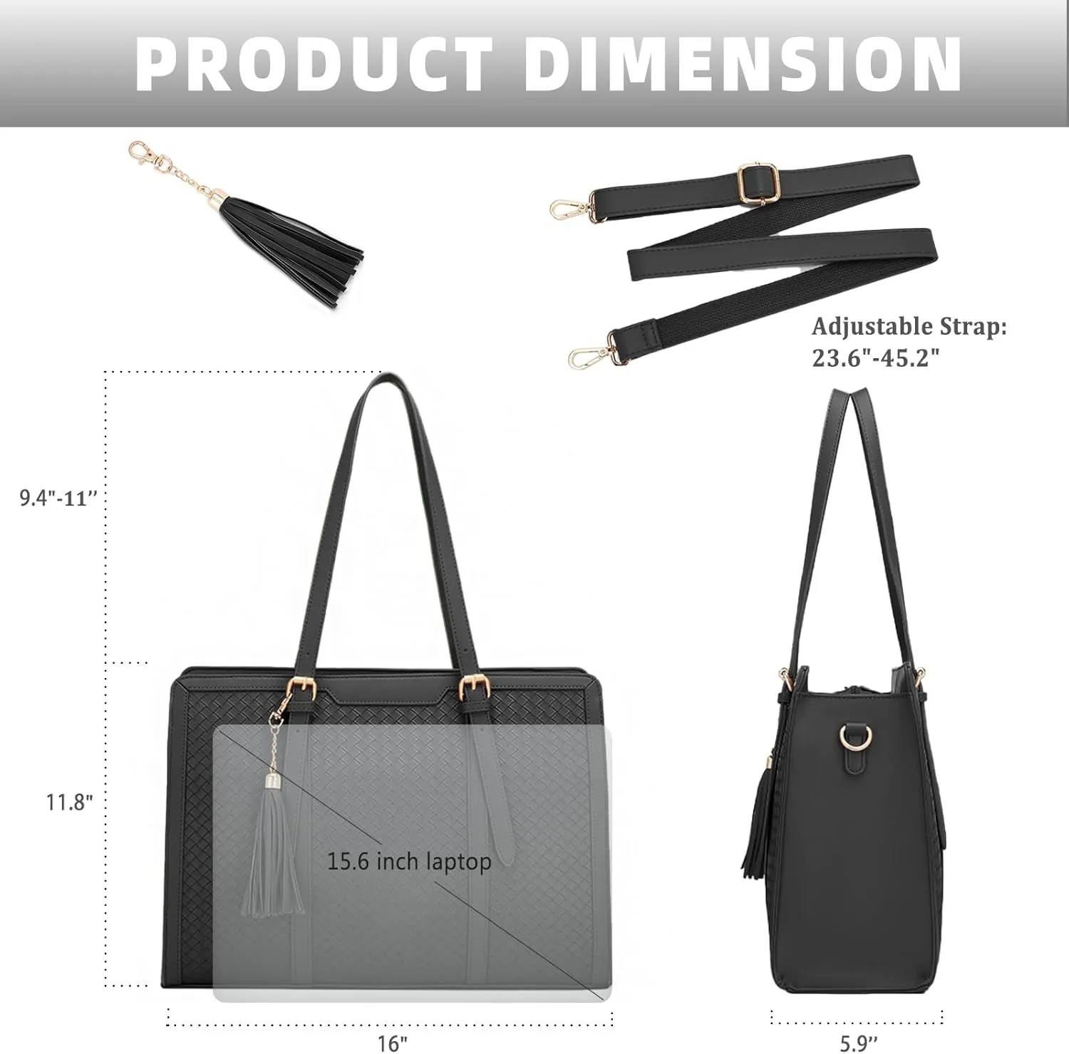 Laptop Tote Bag for Women fits 15.6 Laptop, PU Leather Work Tote bags for Women Large Computer Tote Handbag