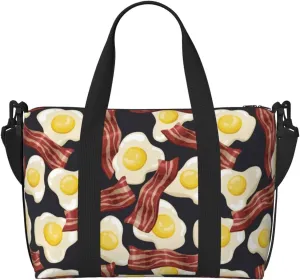 Laptop Tote Bag for Women Work - Cute Fried Egg Meat Gym Bag for Women Men, Crossbody Travel Bags for Women Men Carry On, Weekender Bags for Women Travel