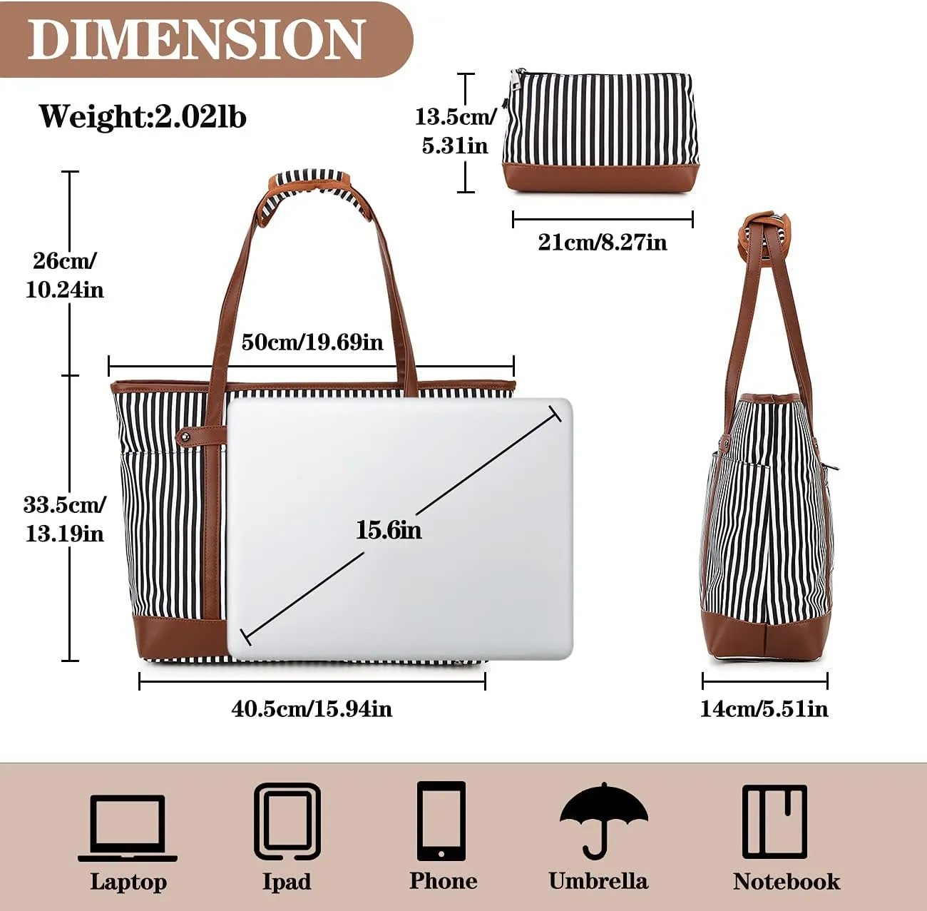 Laptop Tote Bag for Women,RAVUO Water Resistant 15.6 Inch Computer Handbag Purse Teacher Bag With Portable Small Pouch