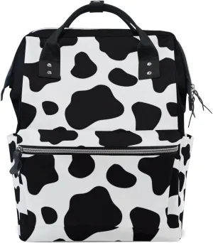 Large Capacity Baby Diaper Bag Cow Print Durable Multi Function Travel Backpack