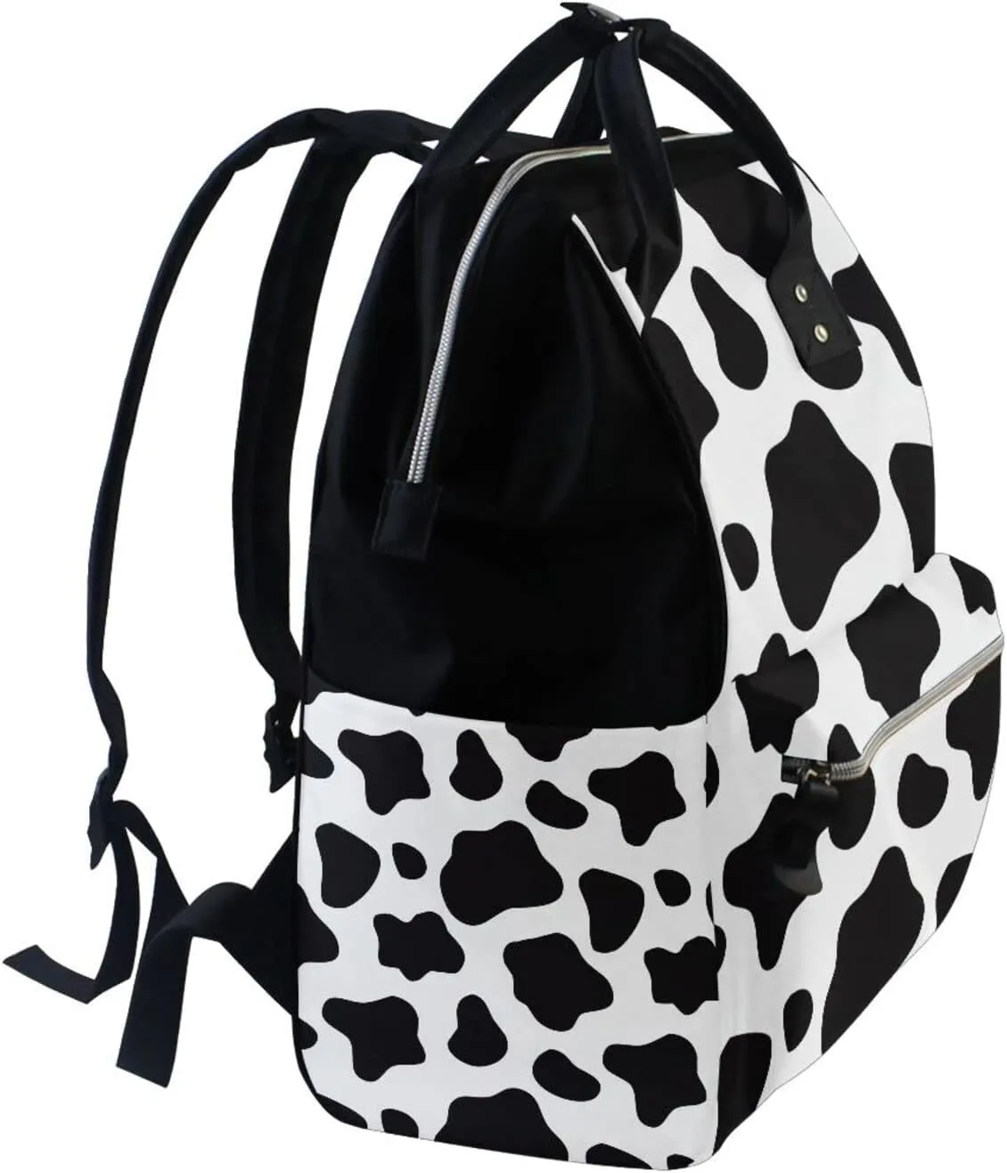 Large Capacity Baby Diaper Bag Cow Print Durable Multi Function Travel Backpack
