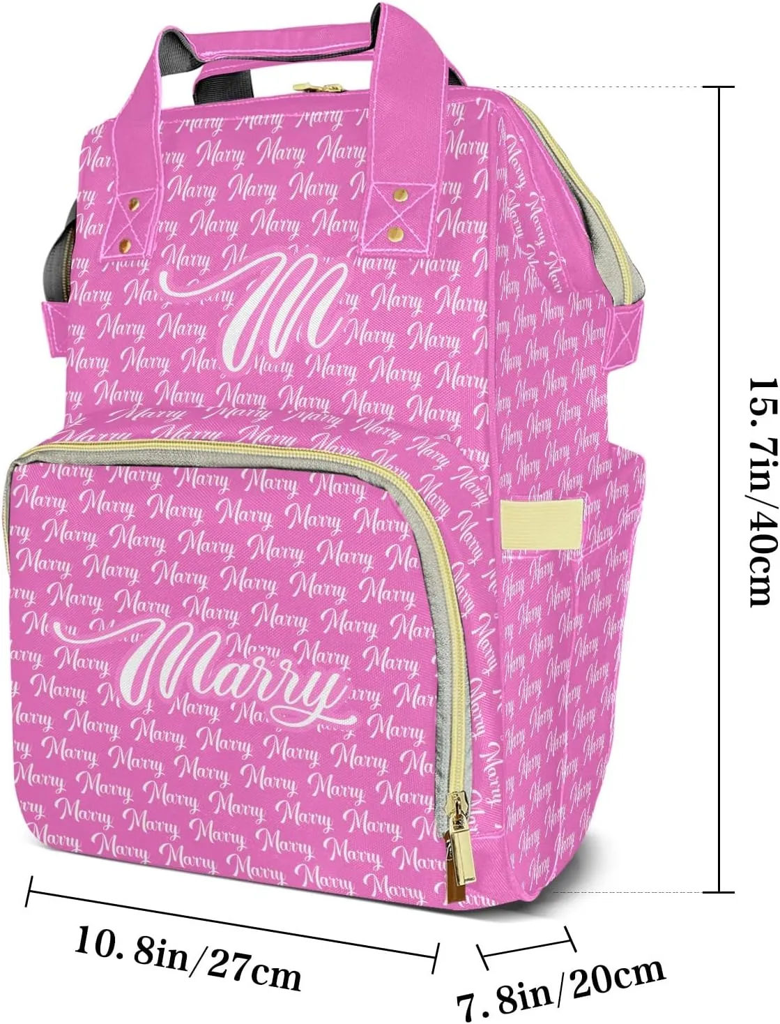Large Capacity Custom Diaper Bag with Name, Multifunction Personalized Diaper Bag Backpack for Baby Girl Boy, Fashion Shoulder Bag Waterproof Casual Daypack Travel Backpack for Mom