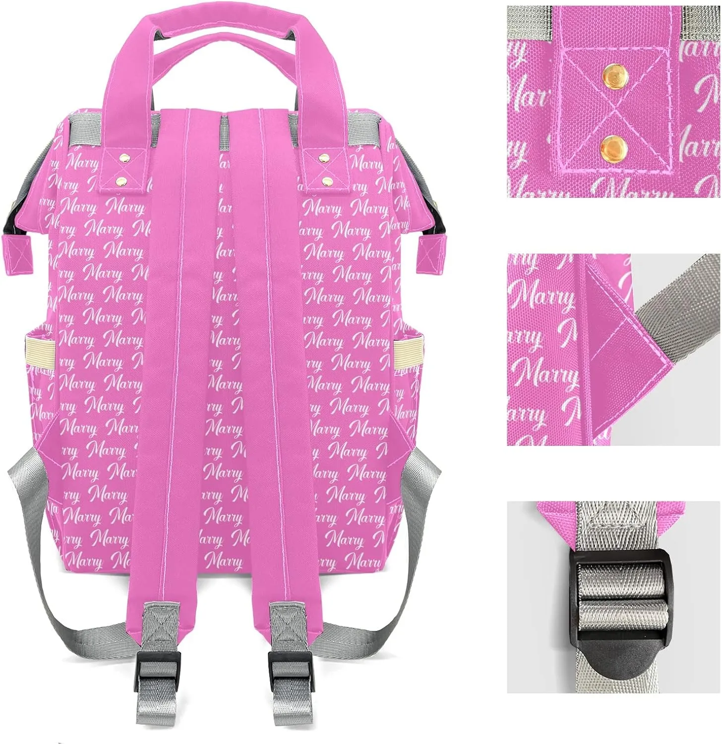Large Capacity Custom Diaper Bag with Name, Multifunction Personalized Diaper Bag Backpack for Baby Girl Boy, Fashion Shoulder Bag Waterproof Casual Daypack Travel Backpack for Mom