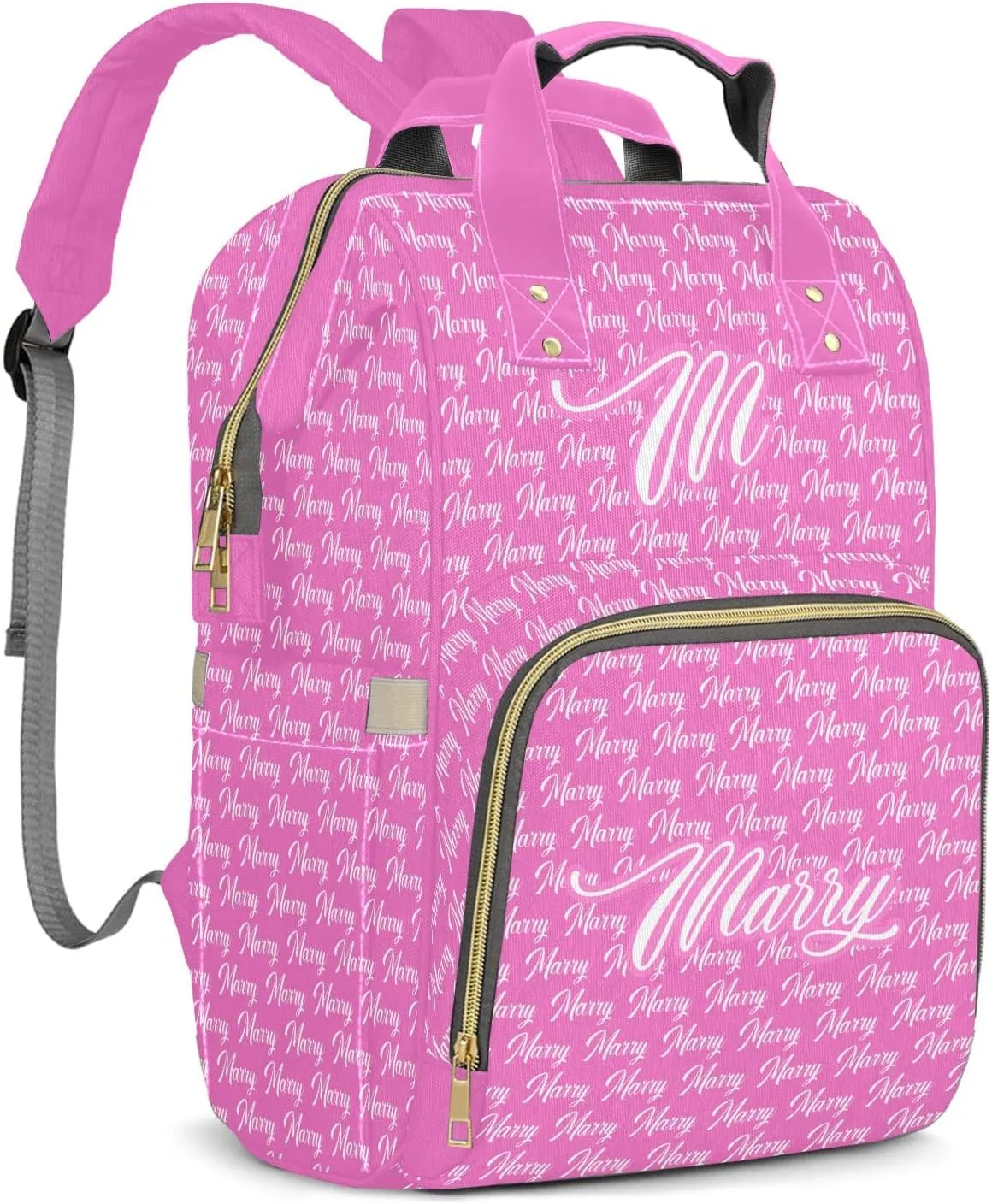 Large Capacity Custom Diaper Bag with Name, Multifunction Personalized Diaper Bag Backpack for Baby Girl Boy, Fashion Shoulder Bag Waterproof Casual Daypack Travel Backpack for Mom