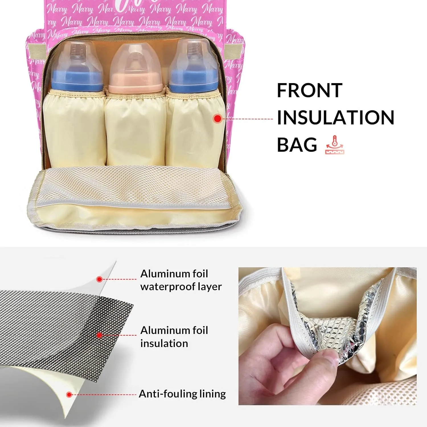 Large Capacity Custom Diaper Bag with Name, Multifunction Personalized Diaper Bag Backpack for Baby Girl Boy, Fashion Shoulder Bag Waterproof Casual Daypack Travel Backpack for Mom