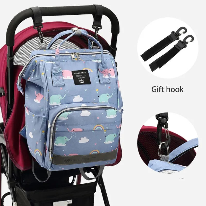 Large Capacity Diaper Bag Backpack - Elephant