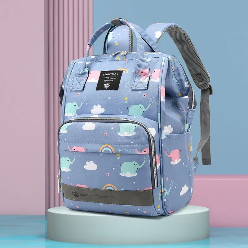 Large Capacity Diaper Bag Backpack - Elephant