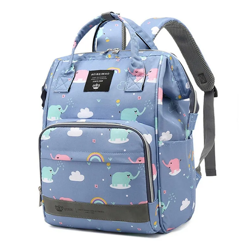 Large Capacity Diaper Bag Backpack - Elephant