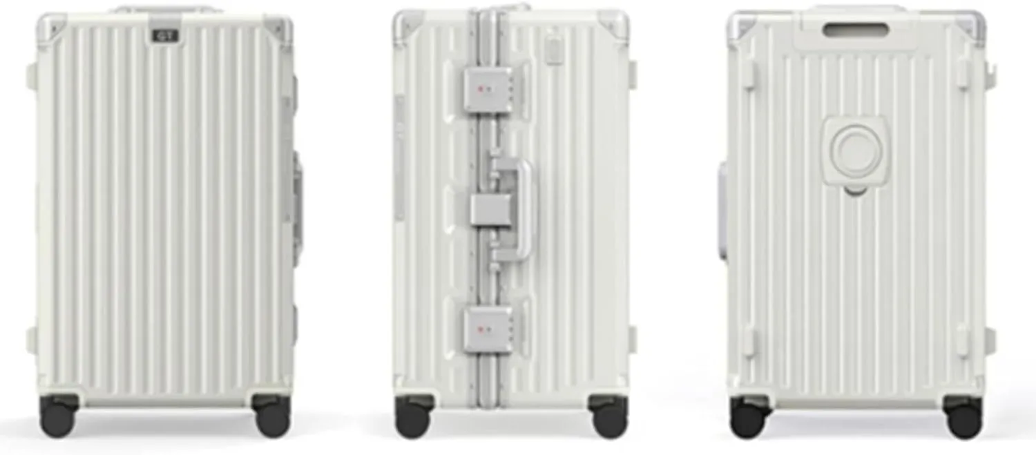 Large-Capacity Suitcase, Bag Buckle Charging Port Multi-Functional Cup Holder Suitcase for Business Trips and Travel,Silver-28 inches (Silver 28 inches)