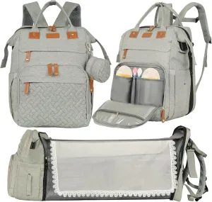 large diaper bag backpack，baby bag with changing station for Boys Girls，Multifunctional Diaper Bag，Mommy Bag With USB Charging Port（grey）