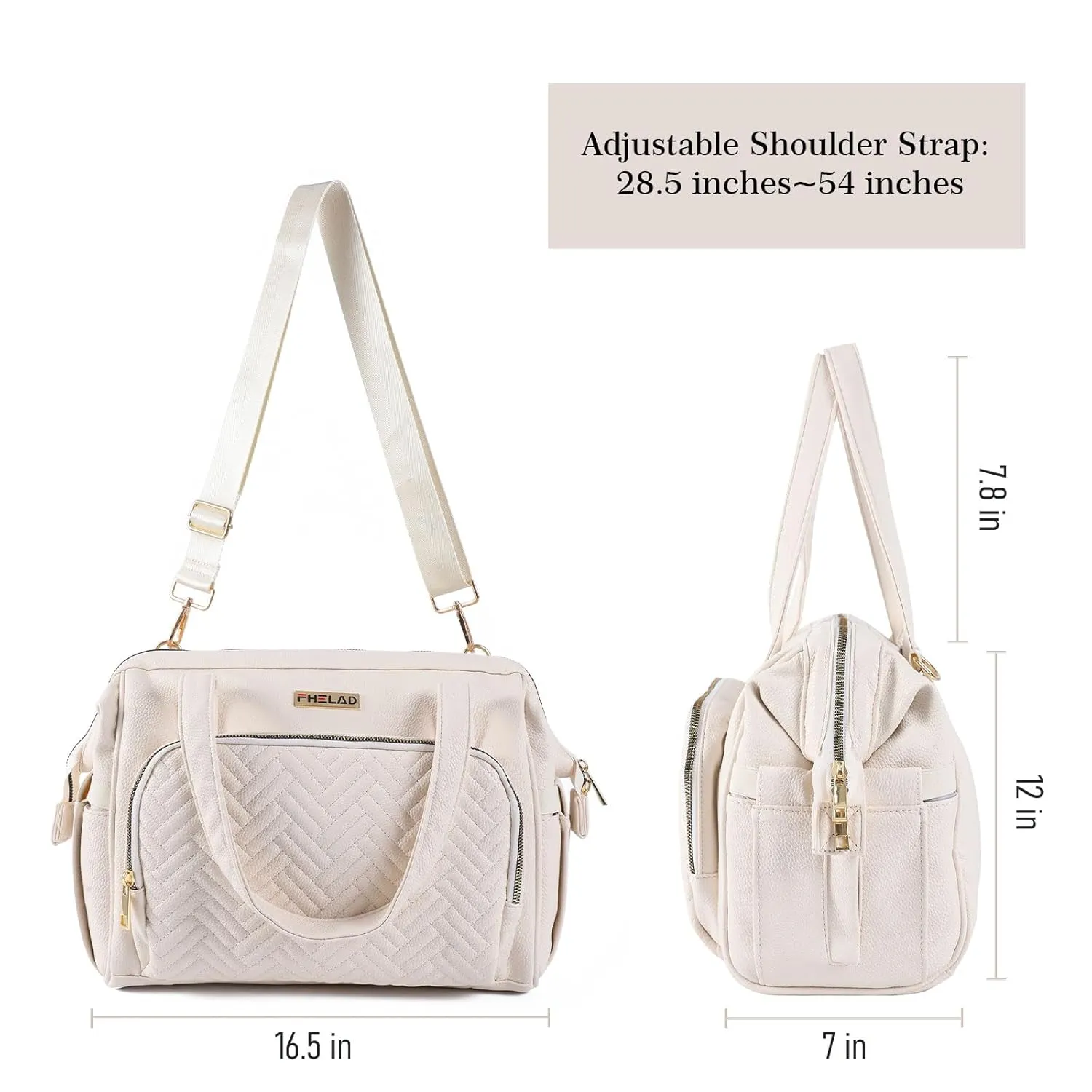 Large Diaper Bag Tote, with 13 Pocket Waterproof Baby Diaper Bag, Stylish Vegan Leather Tote, Organized Nursery Essentials​ (Beige)