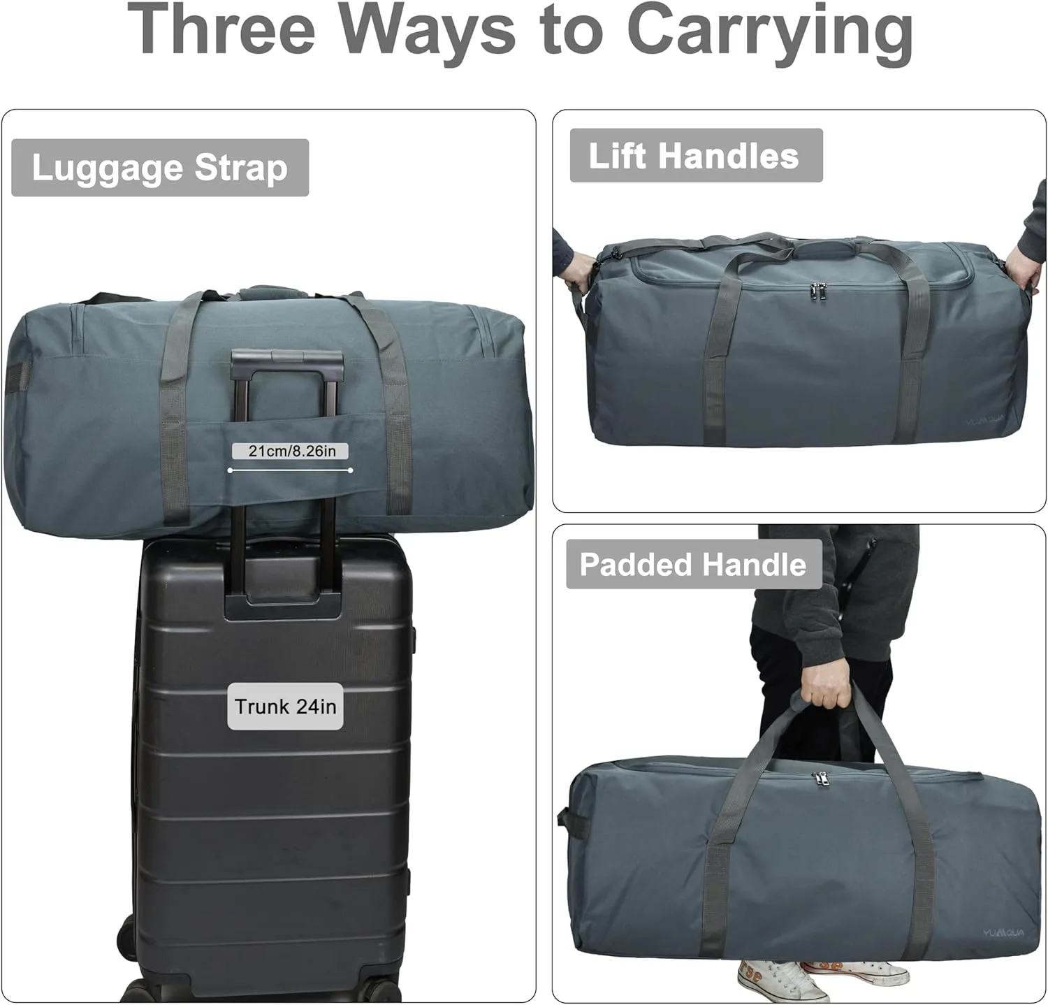 Large Duffle Bag 100L, Travel Duffel Bag for Men, Water & Tear Resistant Travel Bag, Extra Large Moving Bags Women Weekender Bag Overnight for Sports Travel Essentials, Camping Gear Storage (Gray)
