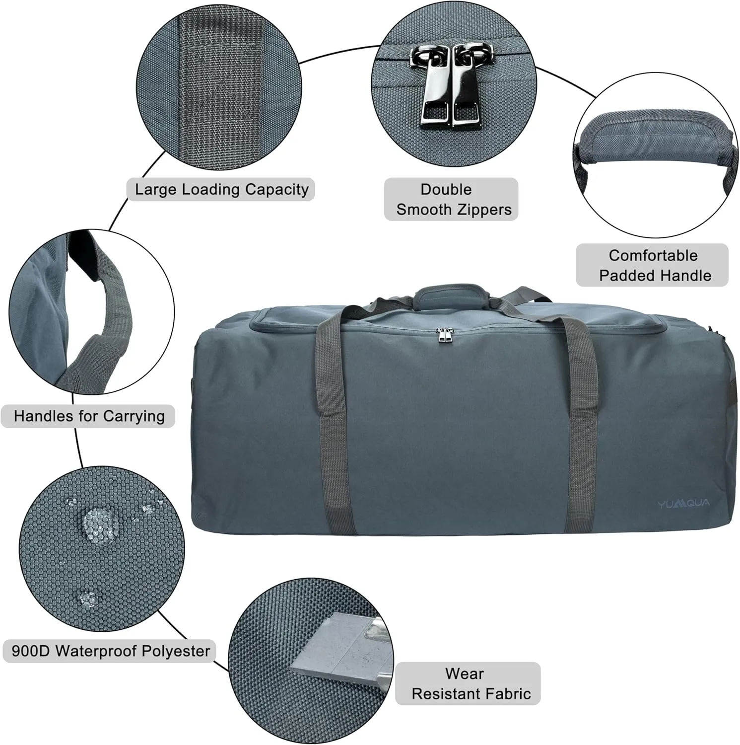 Large Duffle Bag 100L, Travel Duffel Bag for Men, Water & Tear Resistant Travel Bag, Extra Large Moving Bags Women Weekender Bag Overnight for Sports Travel Essentials, Camping Gear Storage (Gray)