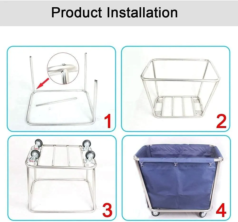 Large Laundry Cart with Wheels,Rolling Laundry Basket,220 LB Load Material-handling Carts for Home Commercial Hotels or Hospital,Blue