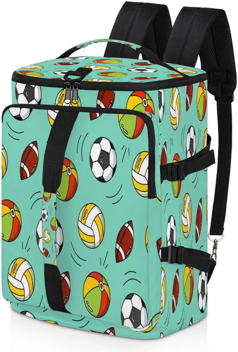 Large Sports Gym Bag With Shoe & Laptop Compartment 47L Waterproof Travel Duffel Bags for Men Women Ball Theme Luggage Backpack Duffle Bag