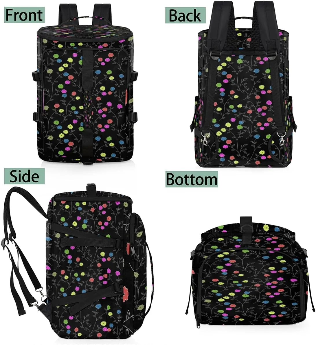 Large Sports Gym Bag With Shoe & Laptop Compartment 47L Waterproof Travel Duffel Bags for Men Women Colourful Flower Luggage Backpack Duffle Bag
