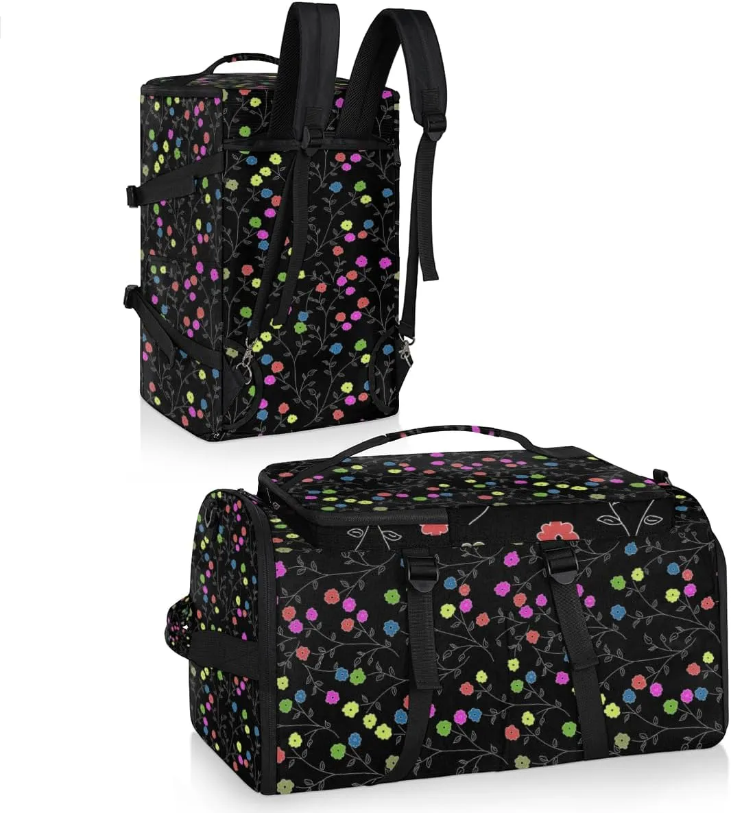 Large Sports Gym Bag With Shoe & Laptop Compartment 47L Waterproof Travel Duffel Bags for Men Women Colourful Flower Luggage Backpack Duffle Bag
