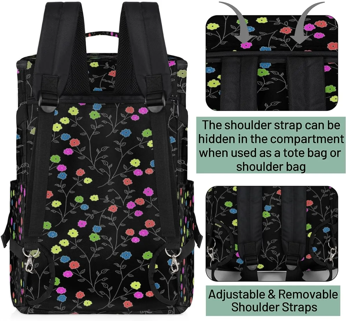 Large Sports Gym Bag With Shoe & Laptop Compartment 47L Waterproof Travel Duffel Bags for Men Women Colourful Flower Luggage Backpack Duffle Bag