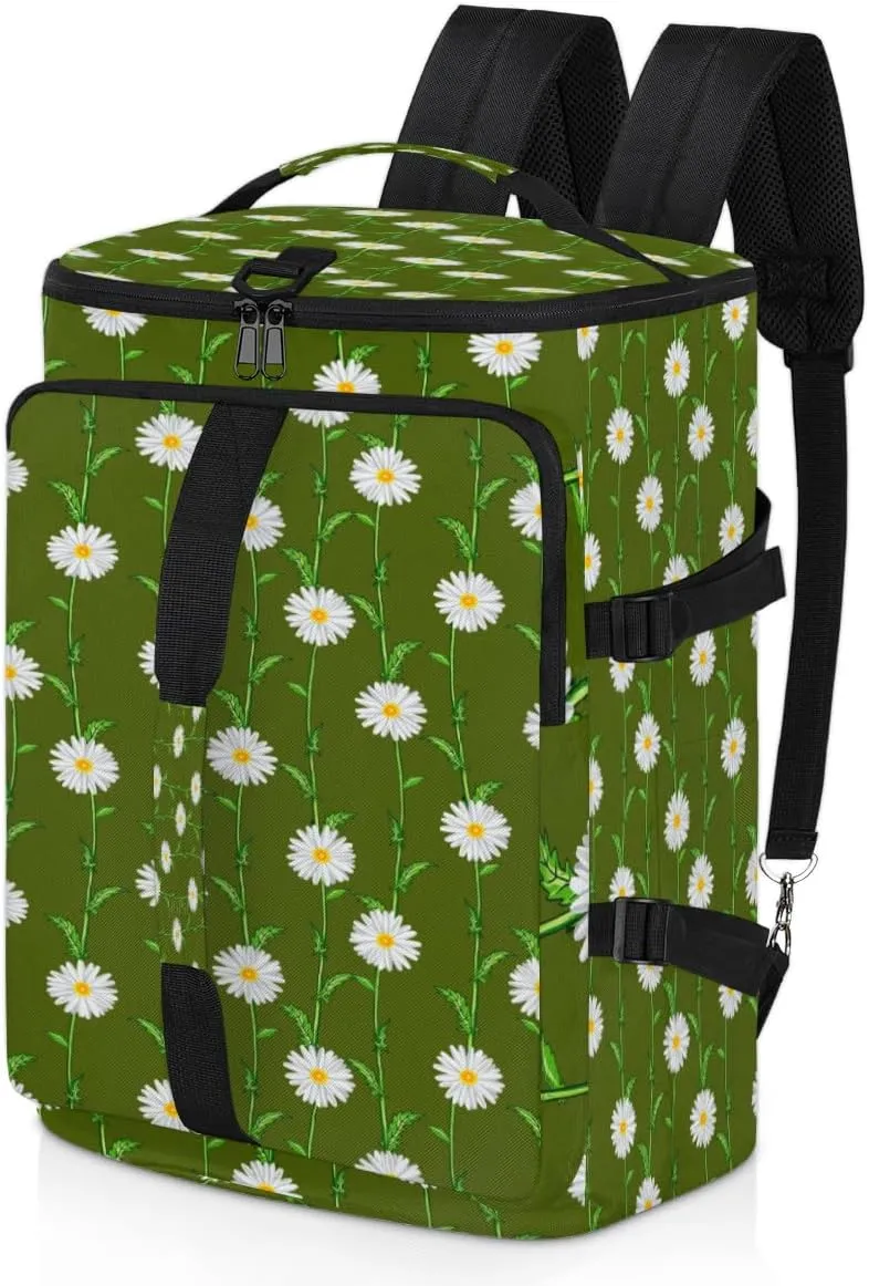 Large Sports Gym Bag With Shoe & Laptop Compartment 47L Waterproof Travel Duffel Bags for Men Women Daisy Flower Plant Luggage Backpack Duffle Bag