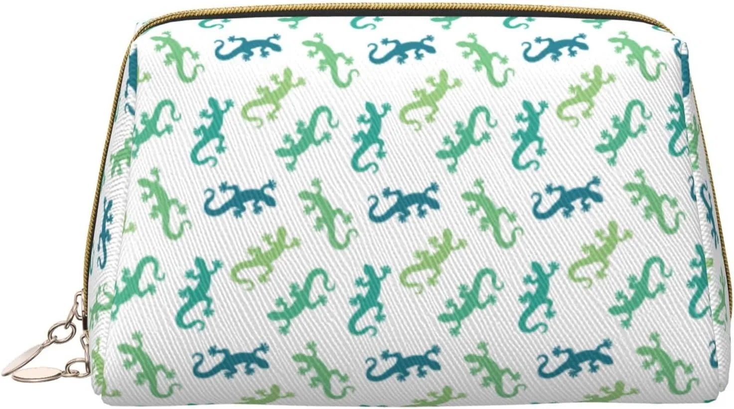 Large Travel Makeup Bag - Cartoon Cute Lizard Gecko_B Pvc Leather Portable Cosmetic Bags for Women with Zipper, Skincare Bag Makeup Pouch Toiletry Bag for Women