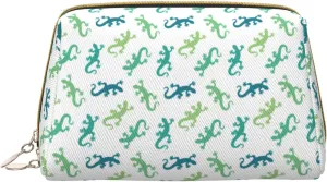 Large Travel Makeup Bag - Cartoon Cute Lizard Gecko_B Pvc Leather Portable Cosmetic Bags for Women with Zipper, Skincare Bag Makeup Pouch Toiletry Bag for Women