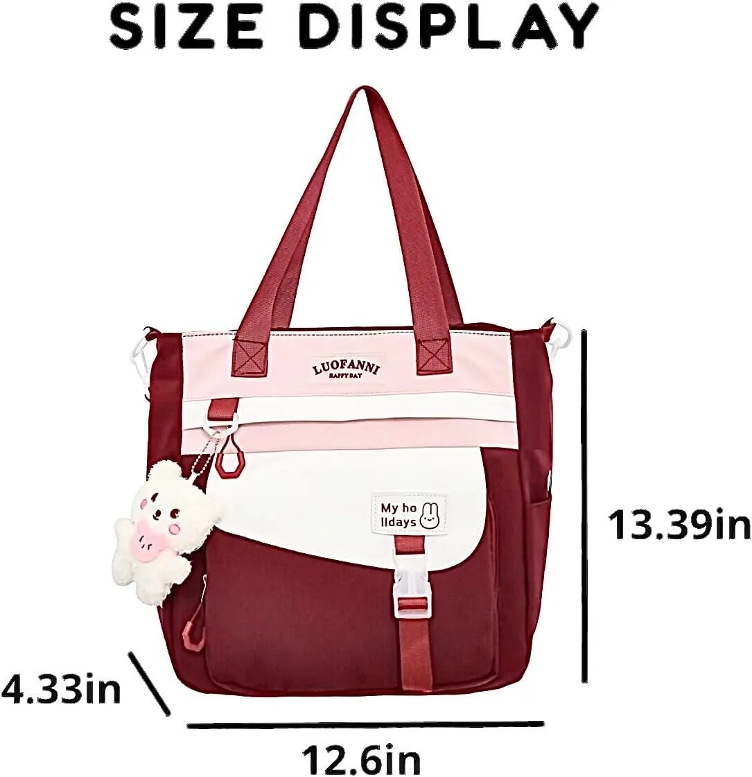 Large Vintage Messenger Bag Kawaii Cute Crossbody Bag for Women Multi-Functional Kawaii Purse with Upgraded Feature