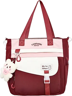 Large Vintage Messenger Bag Kawaii Cute Crossbody Bag for Women Multi-Functional Kawaii Purse with Upgraded Feature