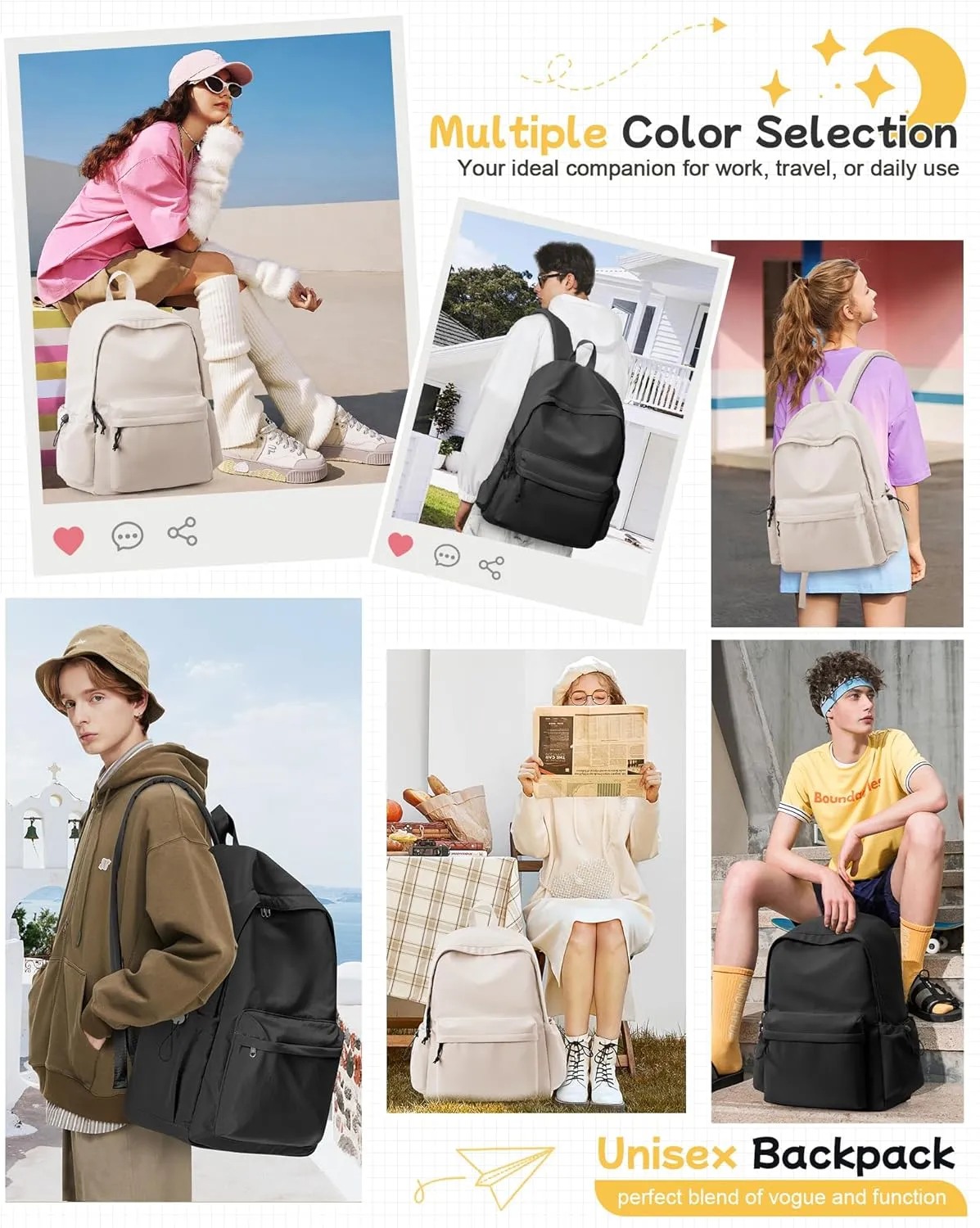 Large White Backpack for Women Men, Gym Backpack for Women Foldable Outdoor Weekender Gym Bag, Waterproof Sports Back Pack & Dance Yoga travel Bag
