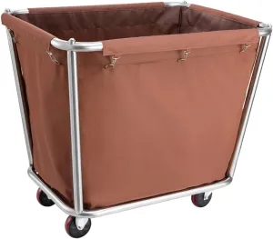 Laundry Basket with Wheels,350L Rolling Laundry Cart,Tapered Basket Truck Heavy Duty Trolley 220 LB Load for Hotels & Hospital Linen Laundry Room,Brown