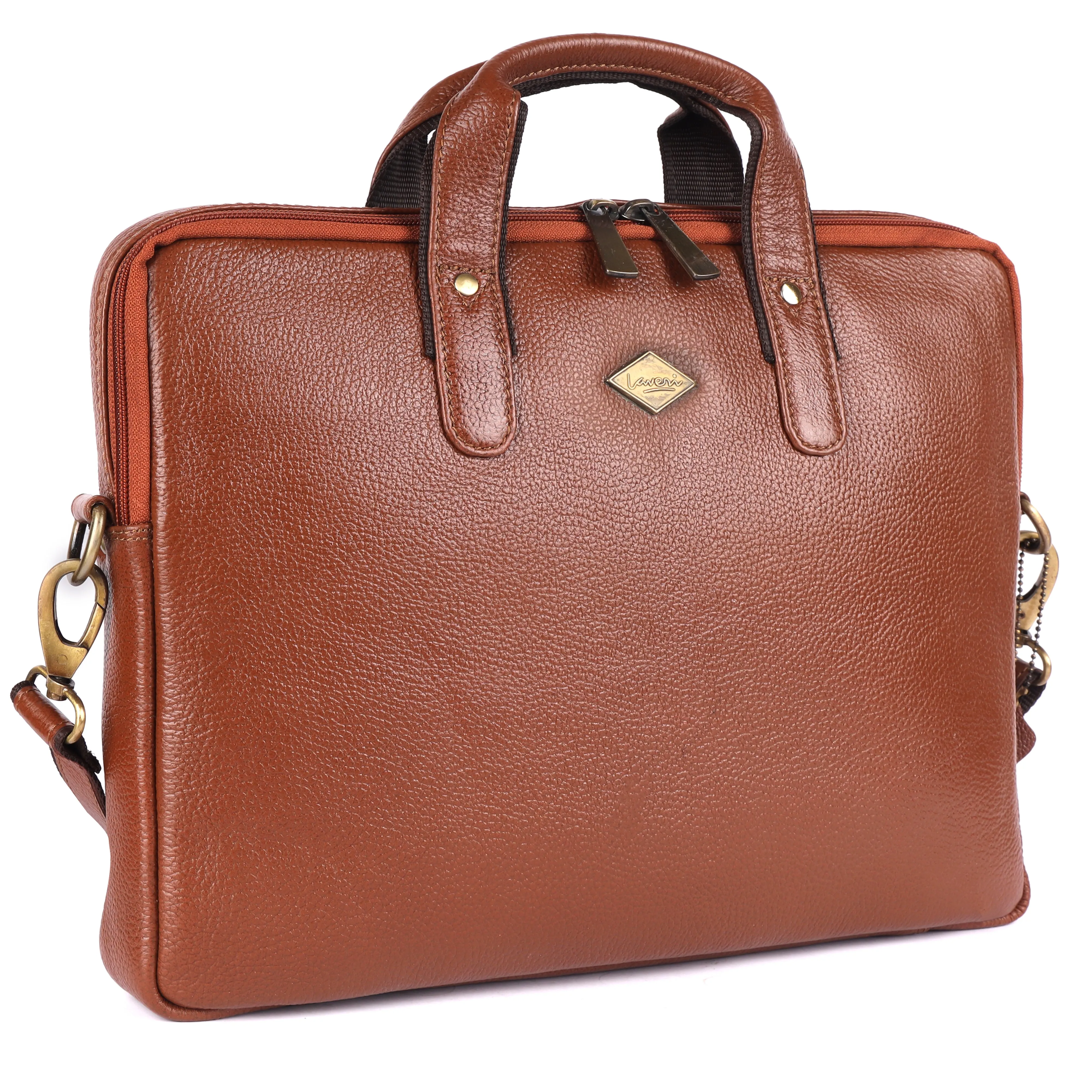 Laveri® Genuine Leather Laptop Messenger bag #2817 TAN