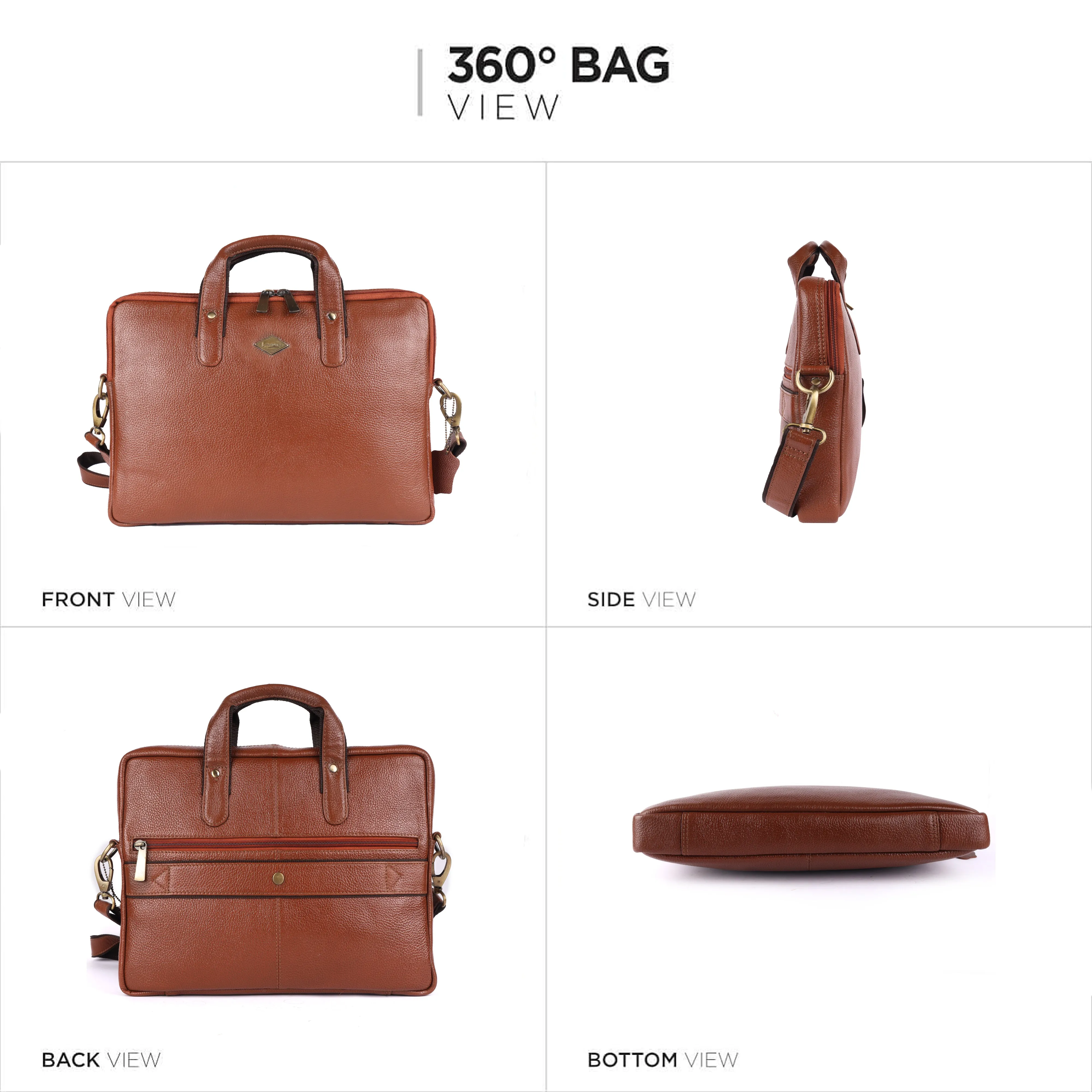Laveri® Genuine Leather Laptop Messenger bag #2817 TAN
