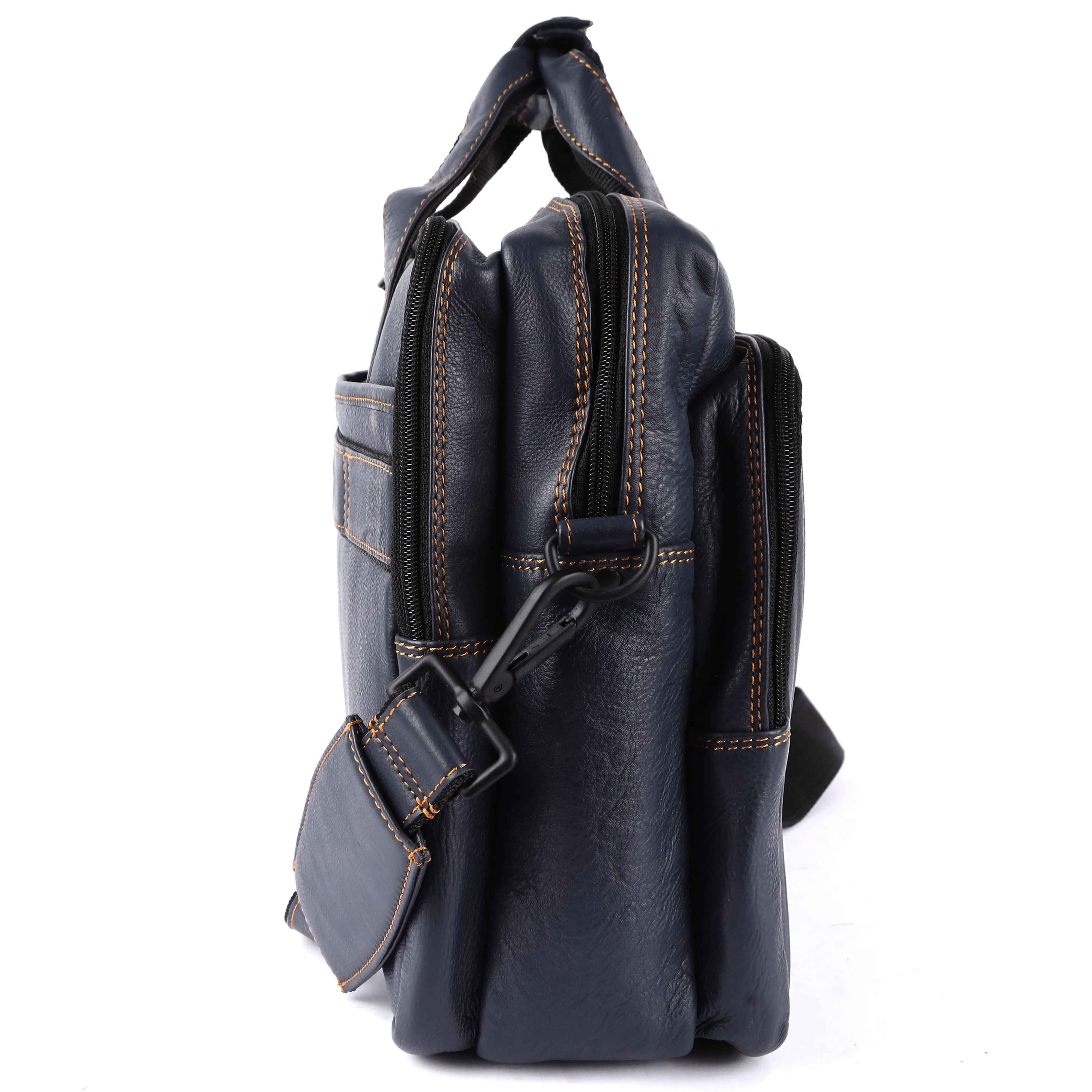 Laveri Genuine Leather Office Laptop Bag (BLUE)