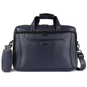 Laveri Genuine Leather Office Laptop Bag (BLUE)
