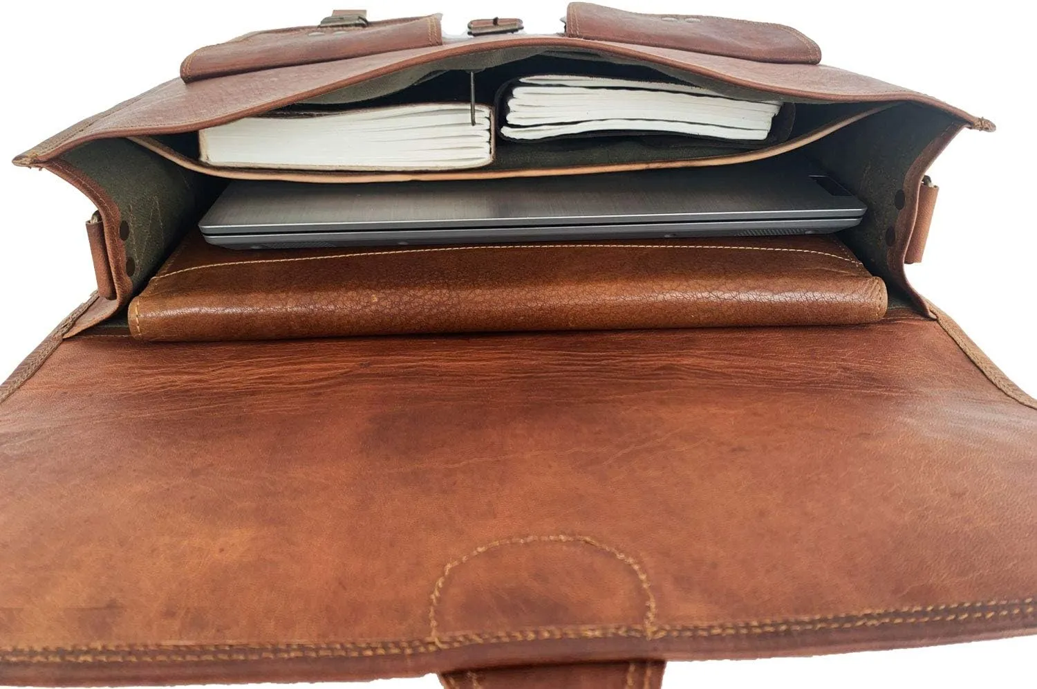 Leather Briefcase 18 inch Laptop Messenger Bag for Men and Women best crossbody Satchel for Office work travel