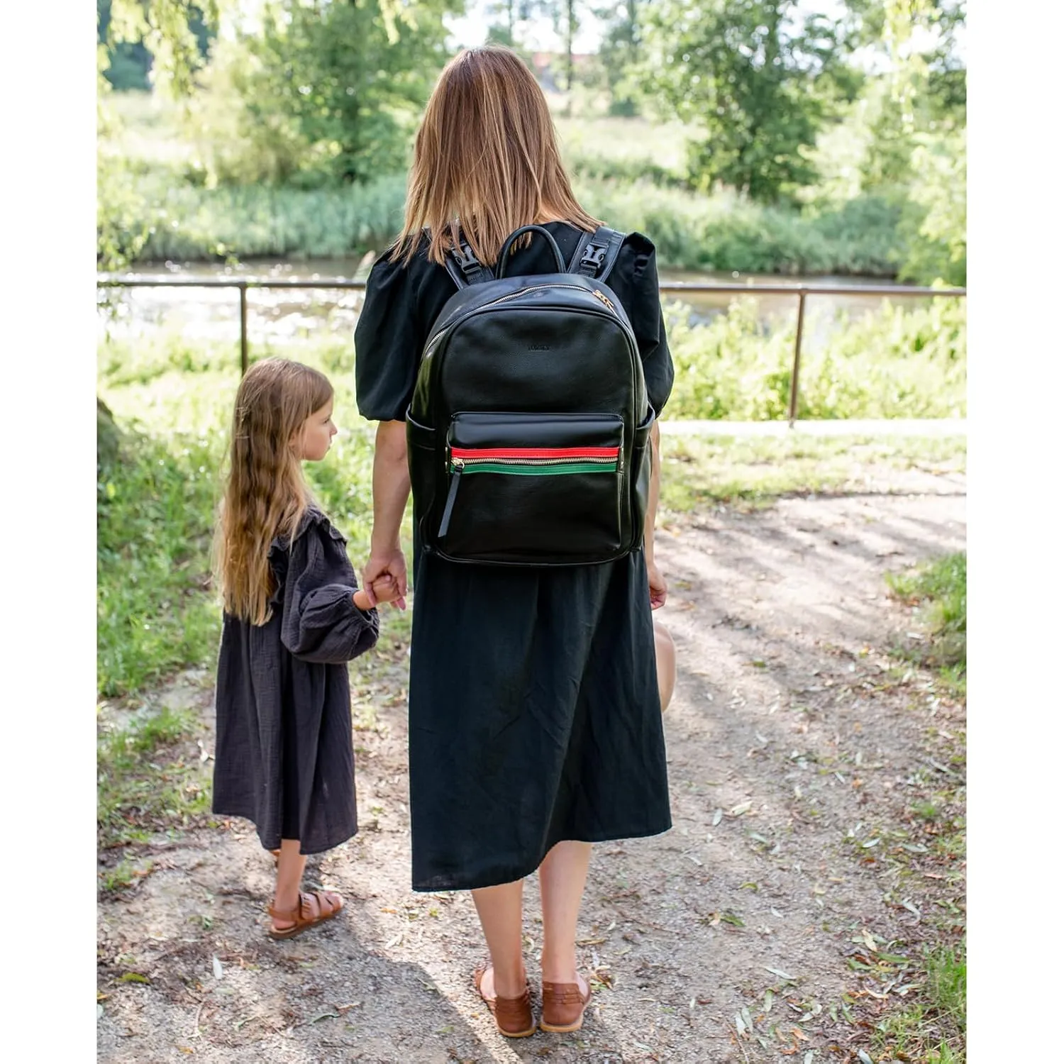 Leather Diaper Bag Backpack for Women with Multiple Pockets,Laptop Compartment and Changing Pad.