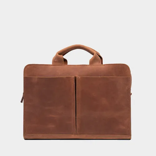 Leather Laptop Bag (Cognac Brown)