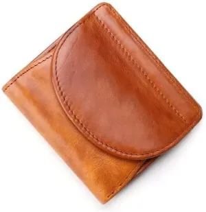 Leather Wallet Pu Leather Women's Wallet Convenient Small Mini Card Holder Short Purses Fashion Elegant Large Capacity Coin Bag Large Capacity (Brown,9.5x10.5cm)