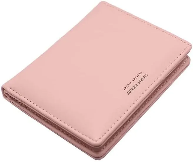 Leather Wallet Pu Leather Women's Wallet Fashion Short Purse Clutch for Girls Students Large Capacity Portable Coin Pocket Large Capacity (Bk,9x11cm)