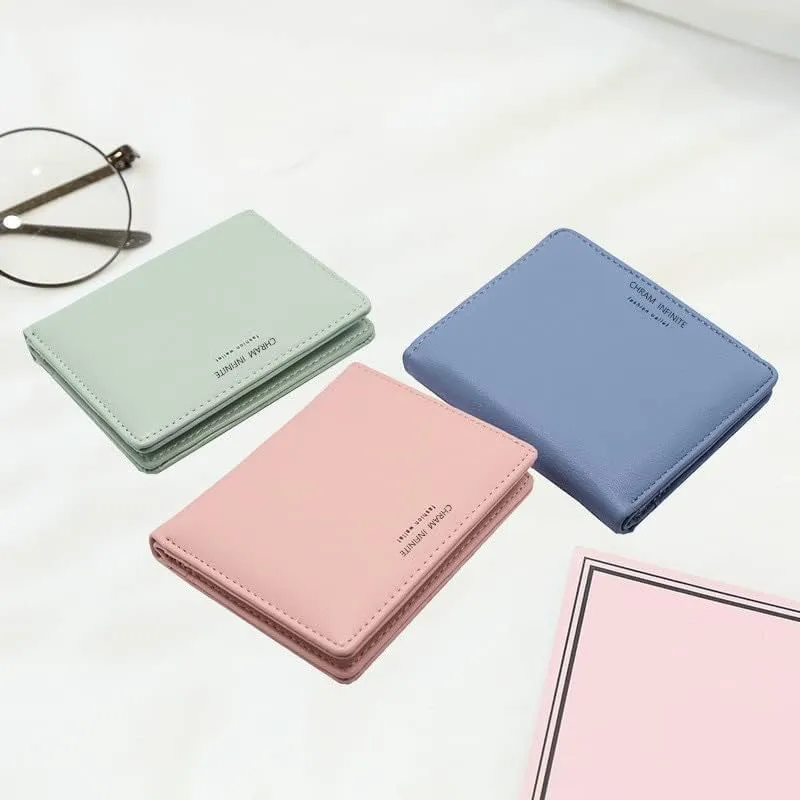 Leather Wallet Pu Leather Women's Wallet Fashion Short Purse Clutch for Girls Students Large Capacity Portable Coin Pocket Large Capacity (Bk,9x11cm)