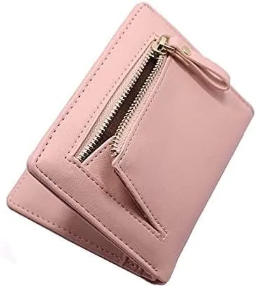 Leather Wallet Pu Leather Women's Wallet Fashion Short Purse Clutch for Girls Students Large Capacity Portable Coin Pocket Large Capacity (Bk,9x11cm)