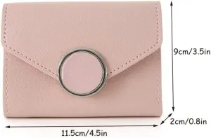 Leather Wallet Pu Leather Women's Wallet Fashion Short Purse Clutch Retro Women's Large Capacity Small Coin Pocket Large Capacity (Pink,9x11.5cm)