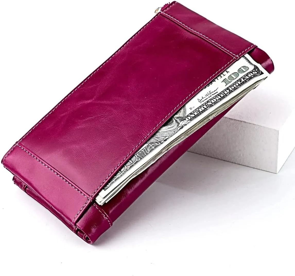 Leather Wallet Pu Leather Women's Wallet Large Capacity Long Purse Clutch Ladies Fashion Coin Pocket Birthday Large Capacity (Yellow,10.5X19.5cm)