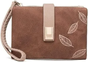 Leather Wallet Pu Leather Women's Wallet Large Capacity Small Purse Clutch for Girls Coin Pocket Birthday Large Capacity (Brown,9.5x11.5cm)