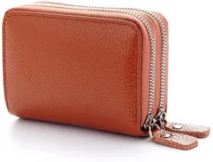 Leather Wallet Pu Leather Women's Wallet Retro Fashion Short Purse Clutch for Girls Ladies Business Card Holder Coin Pocket Large Capacity (Orange,8.5x10.5cm)